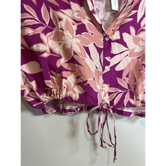 Drew Anthropologie Blouse Women’s medium Pink Floral Button Front NWT $216 - Picture 4 of 7